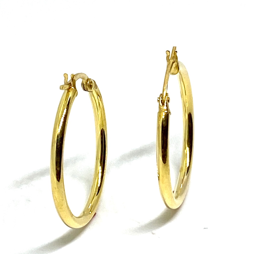 Solid 14k Yellow Gold 20mm Polished Hoop Earrings